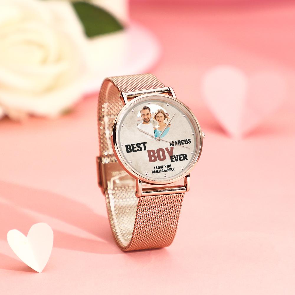 Custom Engraved Photo Watches With Alloy Strap Valentine's Day Gift For Him