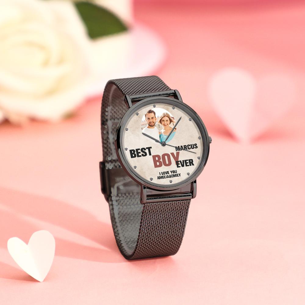 Custom Engraved Photo Watches With Alloy Strap Valentine's Day Gift For Him