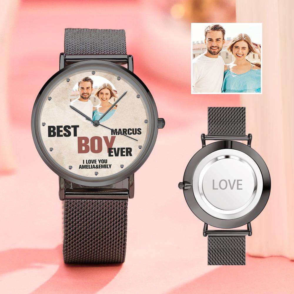 Custom Engraved Photo Watches With Alloy Strap Valentine's Day Gift For Him