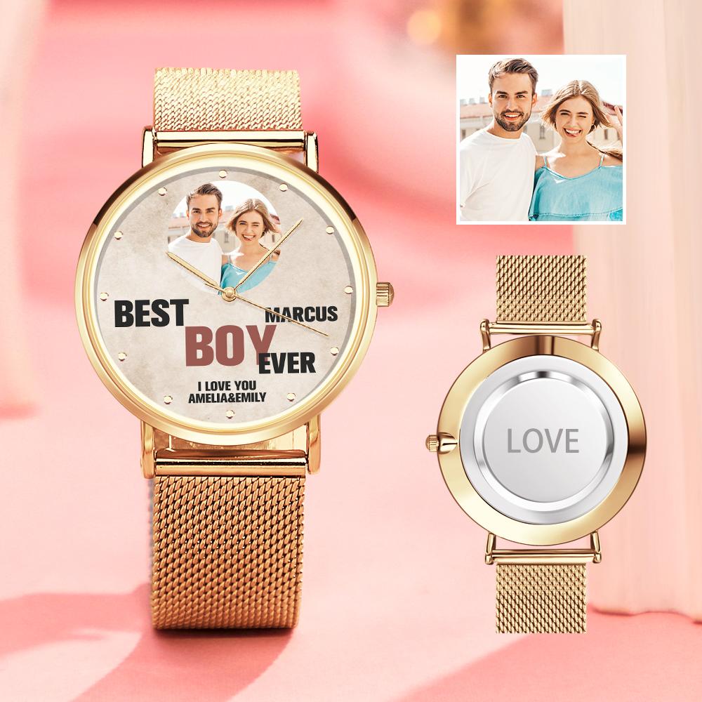 Custom Engraved Photo Watches With Alloy Strap Valentine's Day Gift For Him