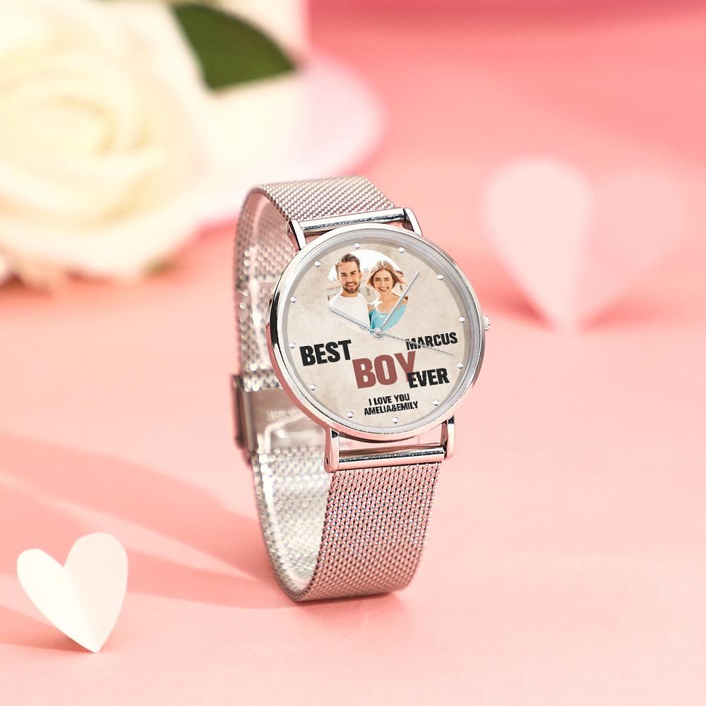 Custom Engraved Photo Watches With Alloy Strap Valentine's Day Gift For Him