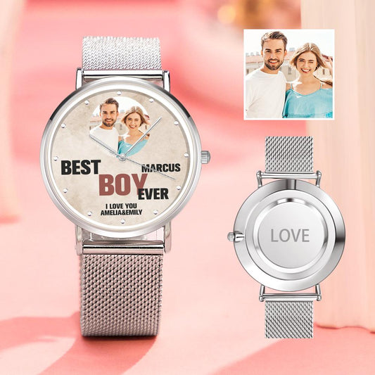 Custom Engraved Photo Watches With Alloy Strap Valentine's Day Gift For Him