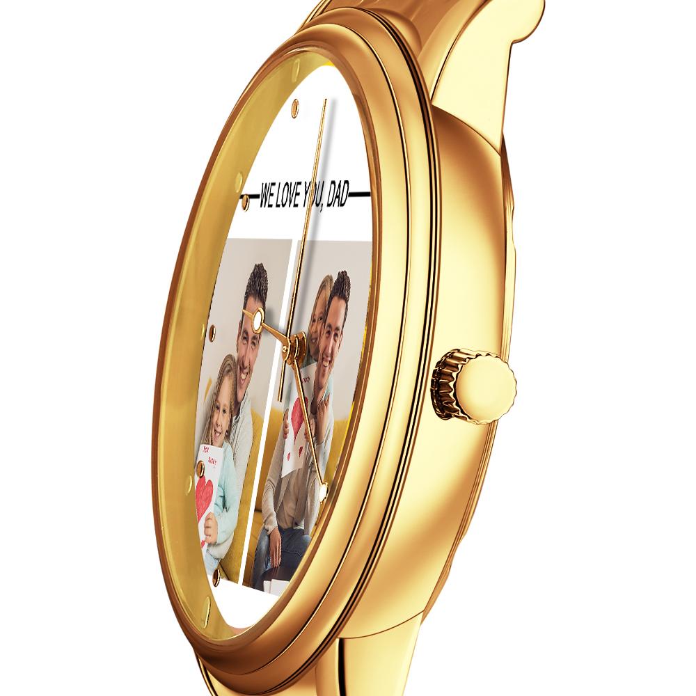 Custom Engraved Photo Watch Personalized Engraved Picture Watch Father's Day Gifts For Dad