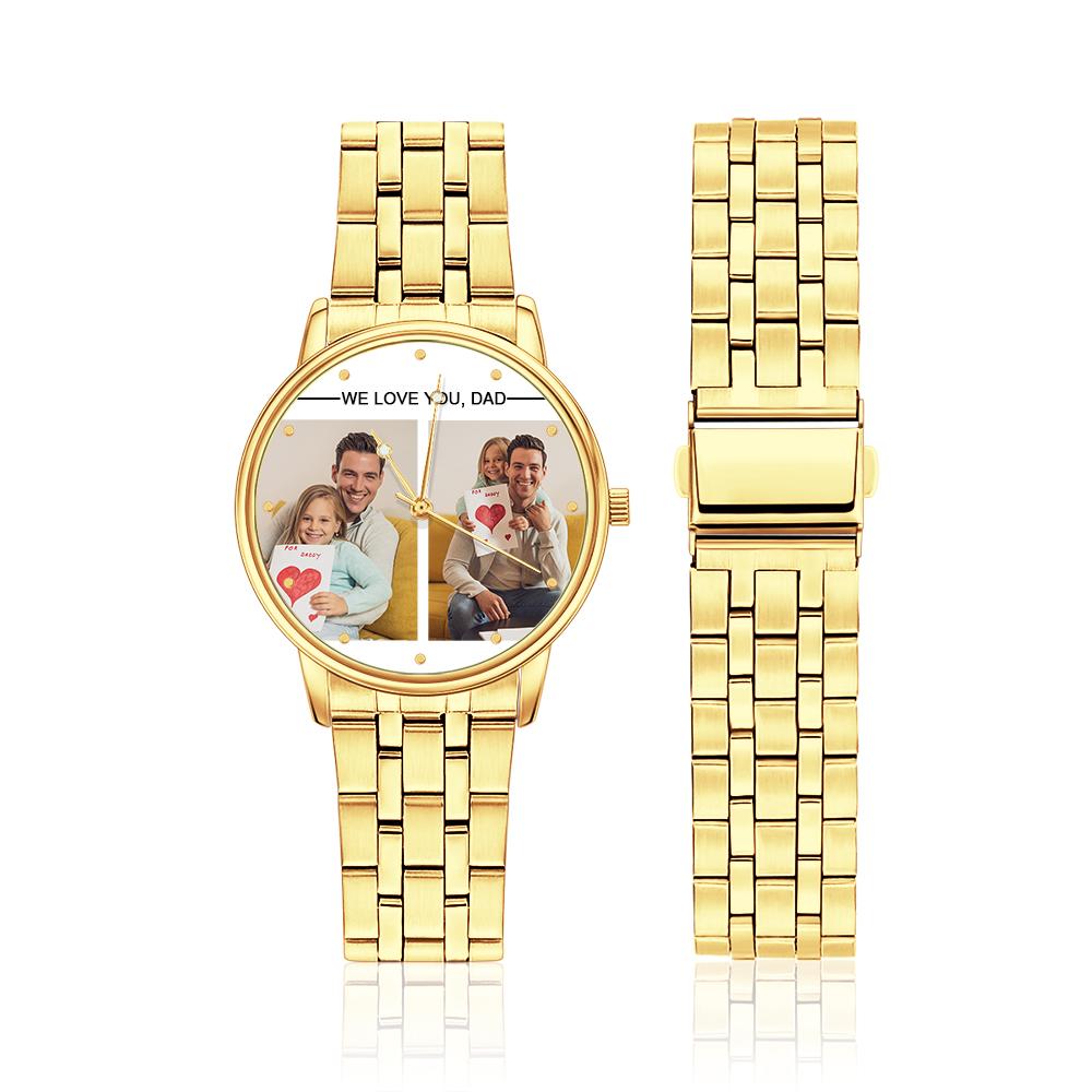 Custom Engraved Photo Watch Personalized Engraved Picture Watch Father's Day Gifts For Dad
