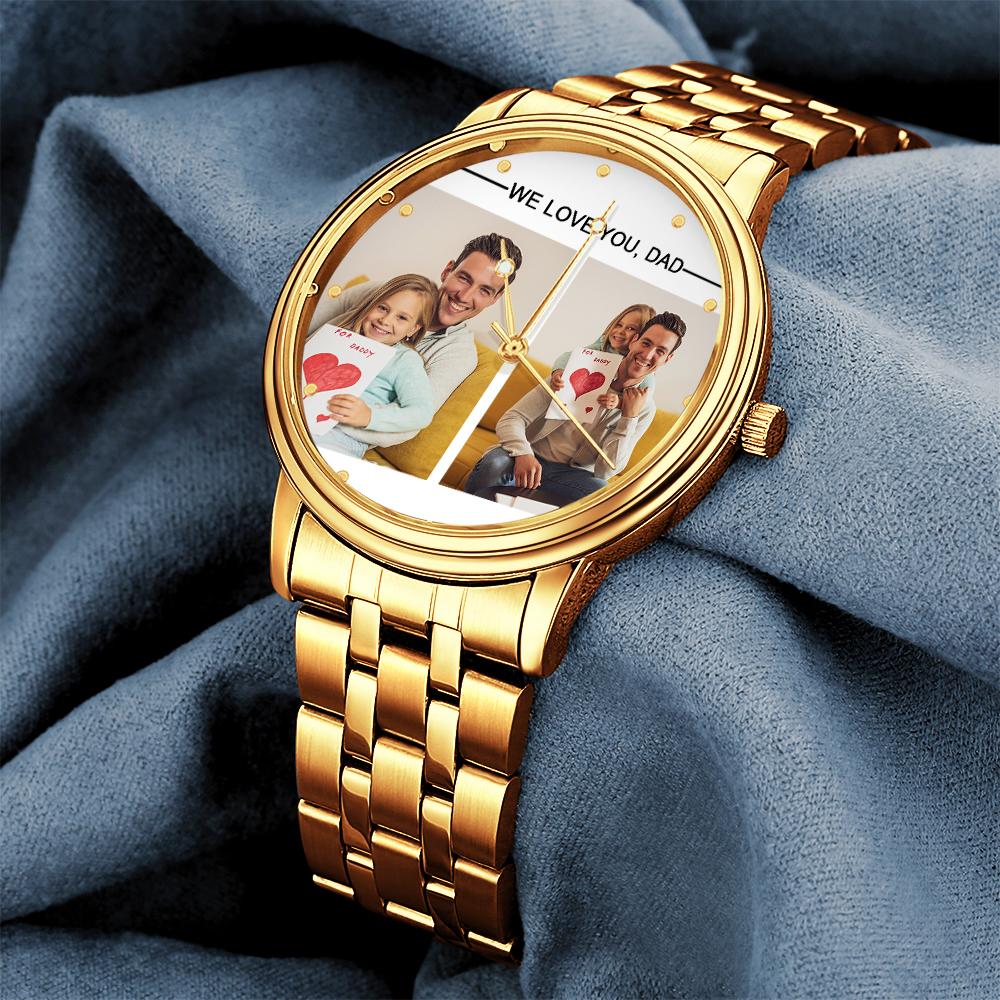 Custom Engraved Photo Watch Personalized Engraved Picture Watch Father's Day Gifts For Dad