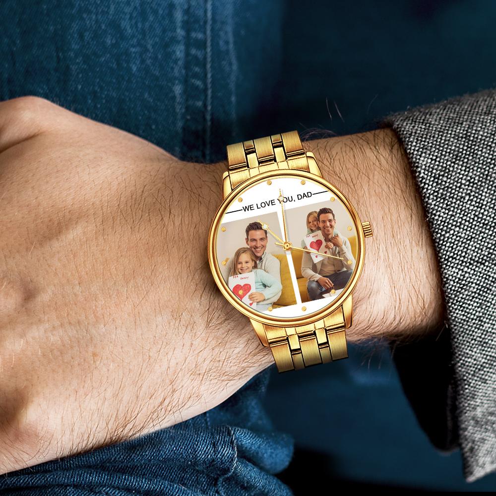 Custom Engraved Photo Watch Personalized Engraved Picture Watch Father's Day Gifts For Dad