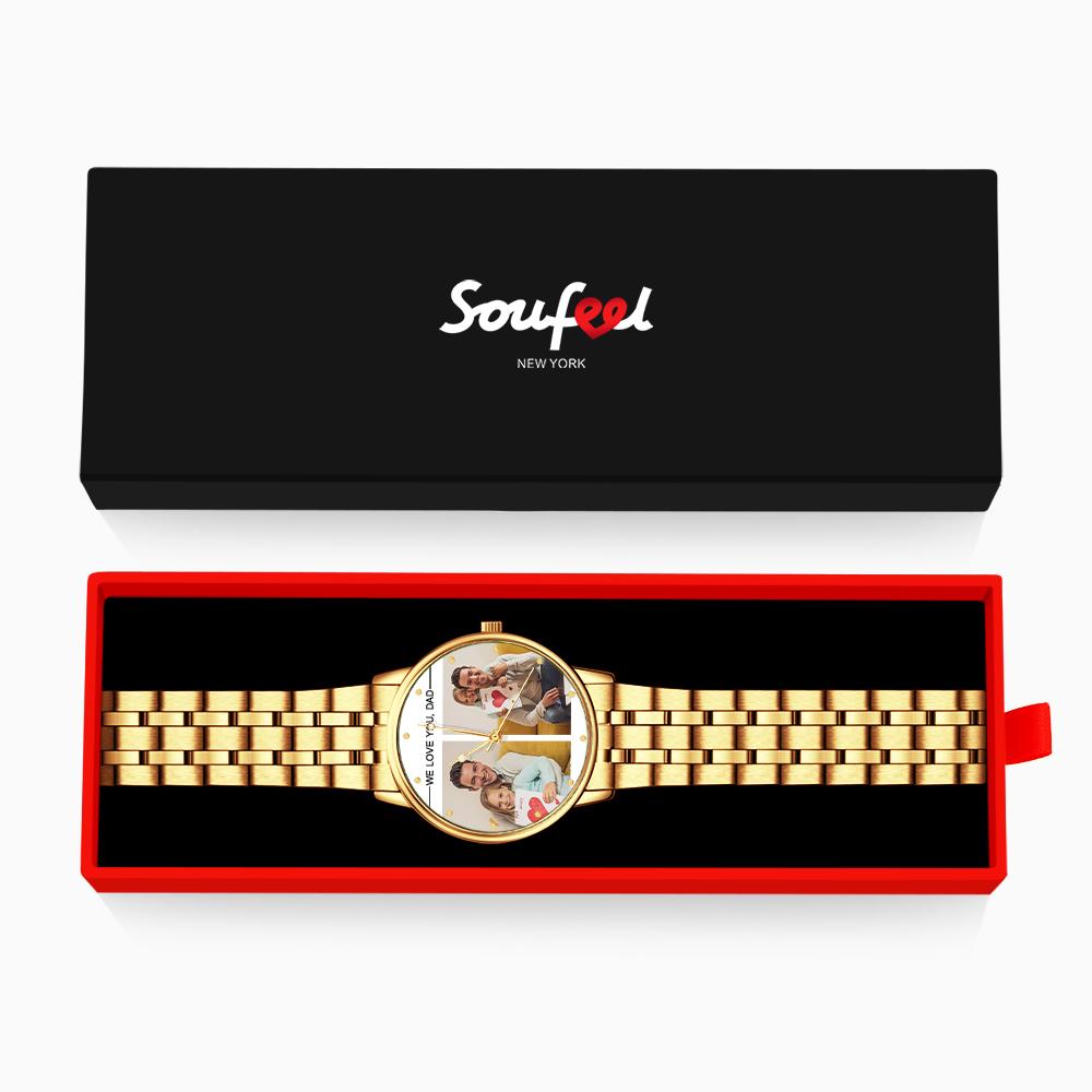 Custom Engraved Photo Watch Personalized Engraved Picture Watch Father's Day Gifts For Dad