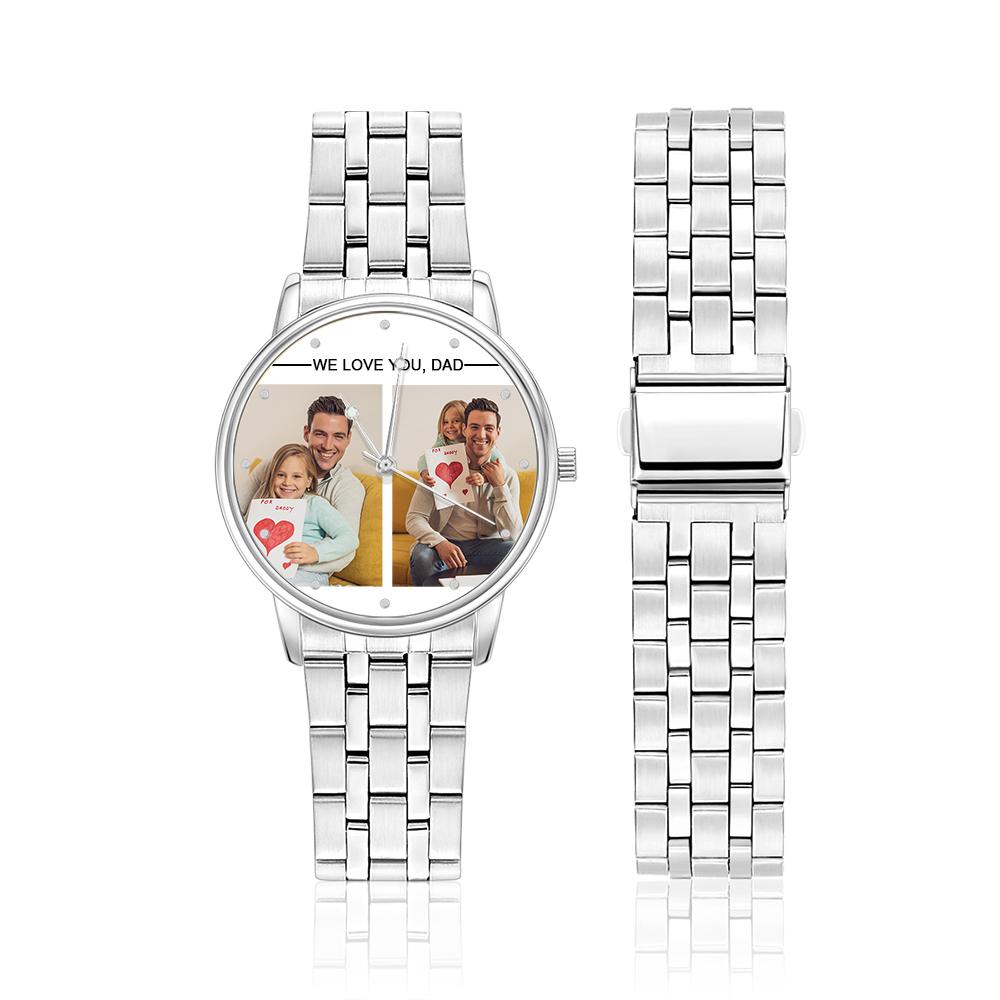 Custom Engraved Photo Watch Personalized Engraved Picture Watch Father's Day Gifts For Dad