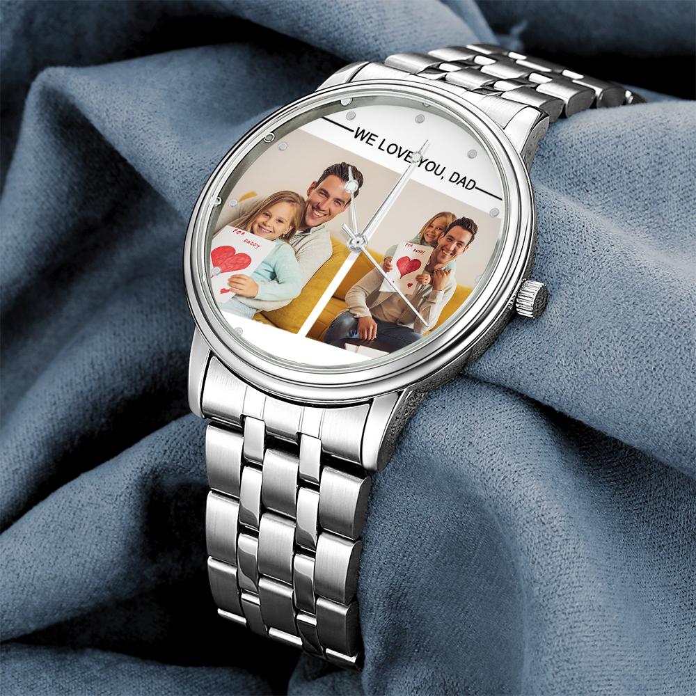 Custom Engraved Photo Watch Personalized Engraved Picture Watch Father's Day Gifts For Dad