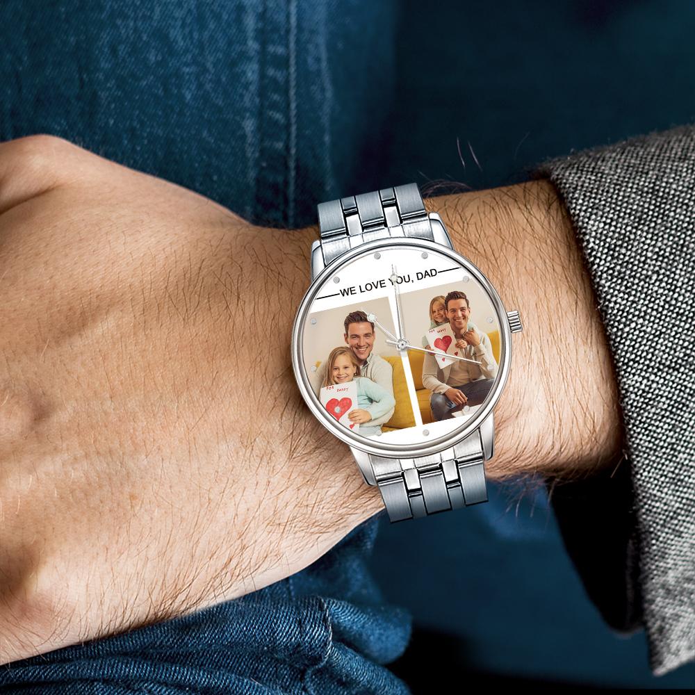 Custom Engraved Photo Watch Personalized Engraved Picture Watch Father's Day Gifts For Dad