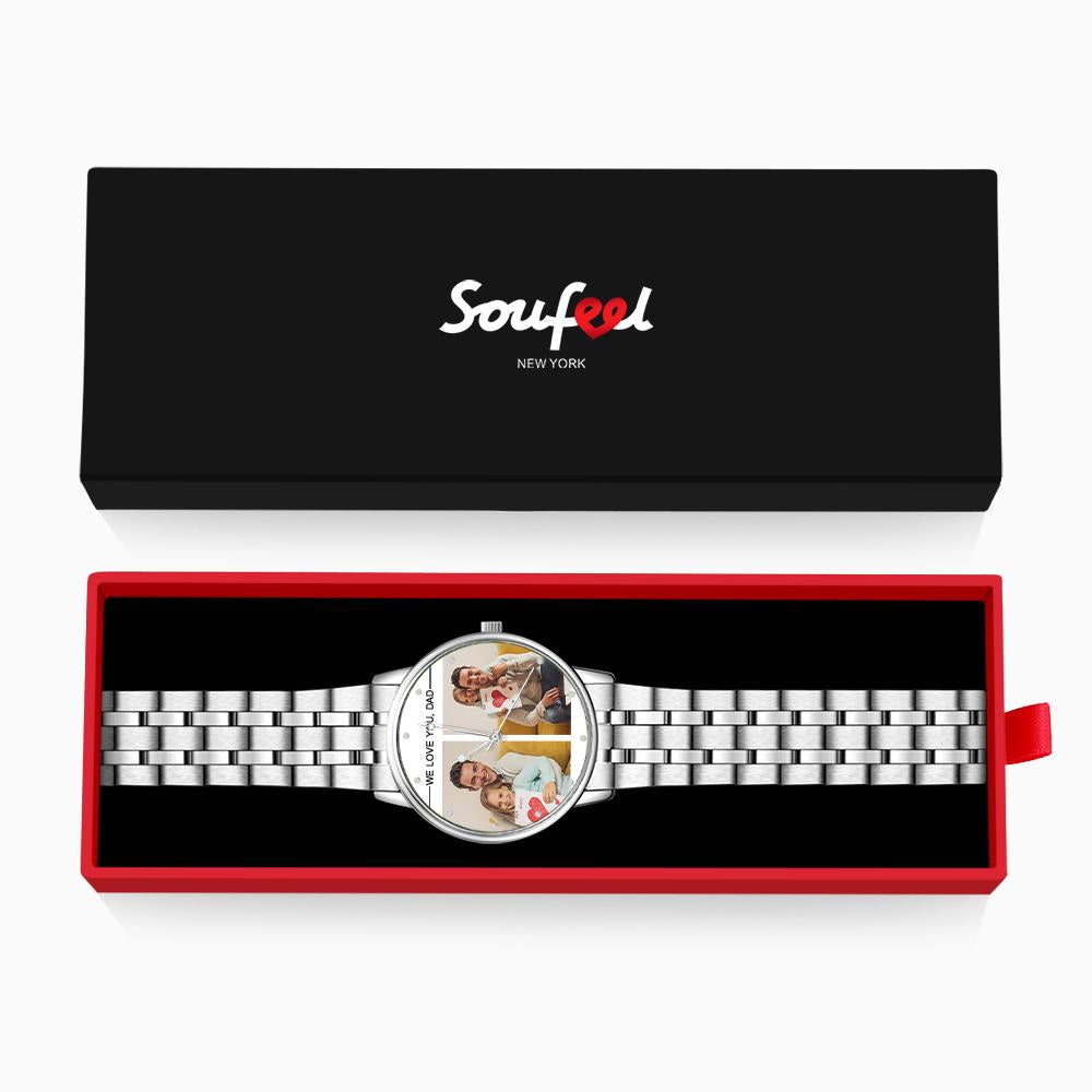 Custom Engraved Photo Watch Personalized Engraved Picture Watch Father's Day Gifts For Dad