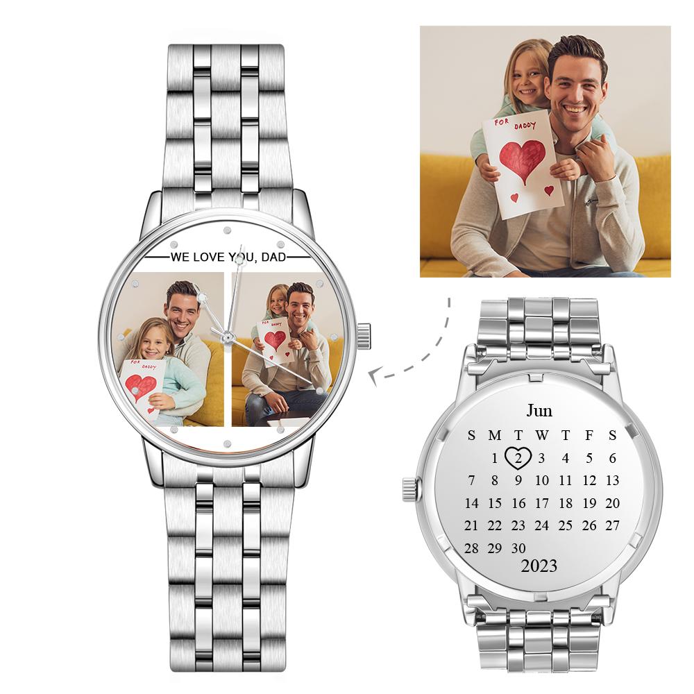 Custom Engraved Photo Watch Personalized Engraved Picture Watch Father's Day Gifts For Dad