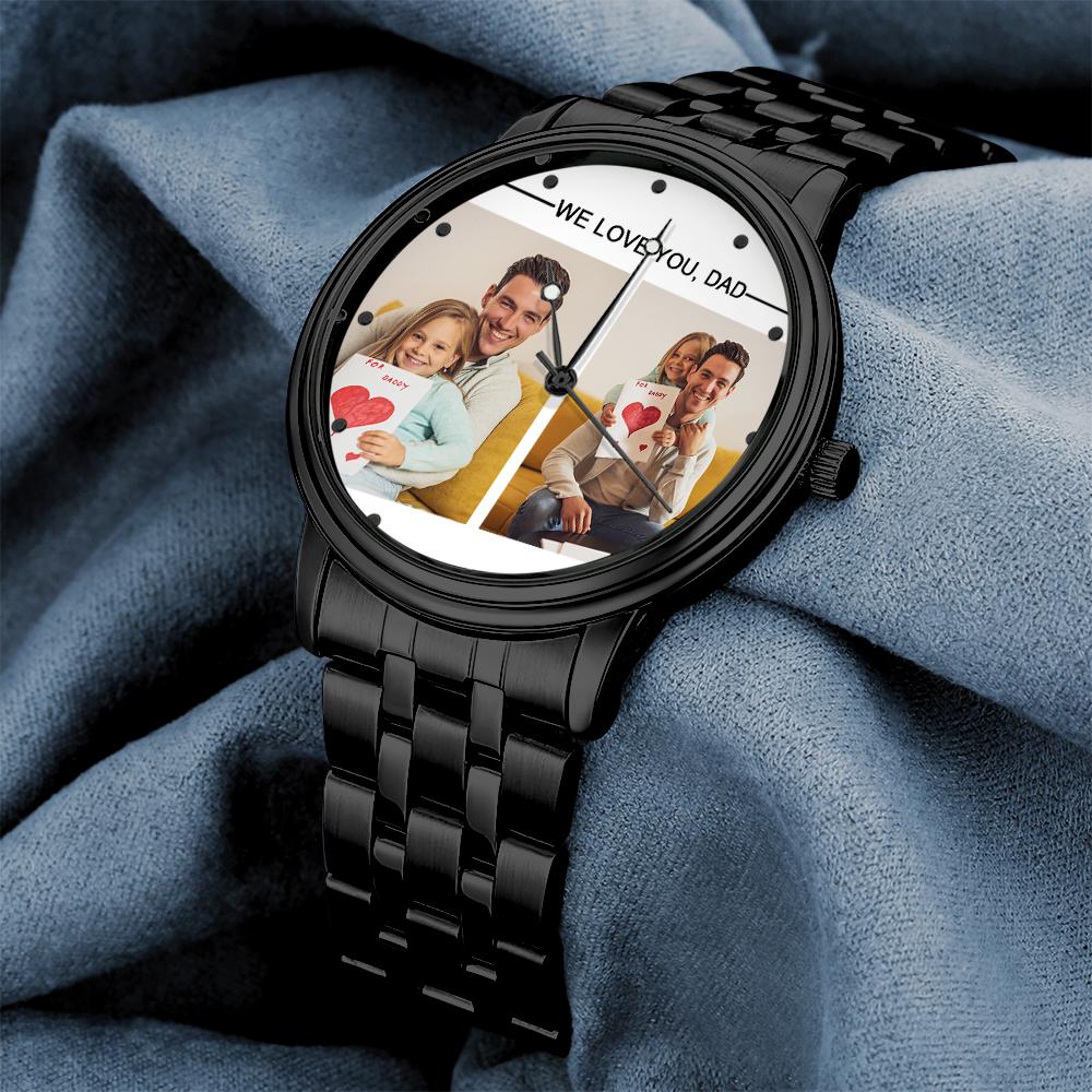 Custom Engraved Photo Watch Personalized Engraved Picture Watch Father's Day Gifts For Dad