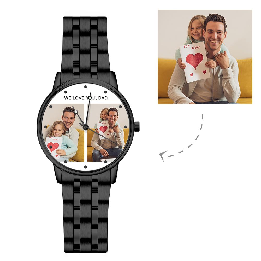 Custom Engraved Photo Watch Personalized Engraved Picture Watch Father's Day Gifts For Dad
