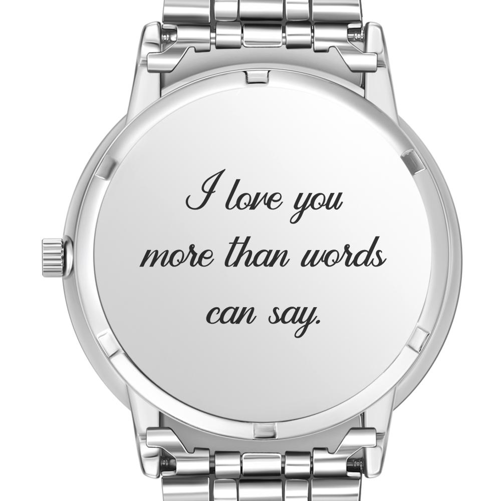Custom Silhouette Photo Watch Personalized Engraved Watch Memorial Gifts  For Couples