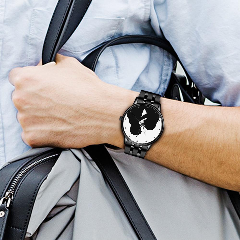 Custom Silhouette Photo Watch Personalized Engraved Watch Memorial Gifts  For Couples