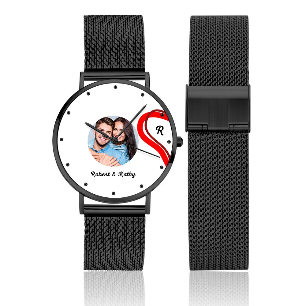 Splicing Red Heart Photo Watch Romantic Valentine's Day Gifts For Couples