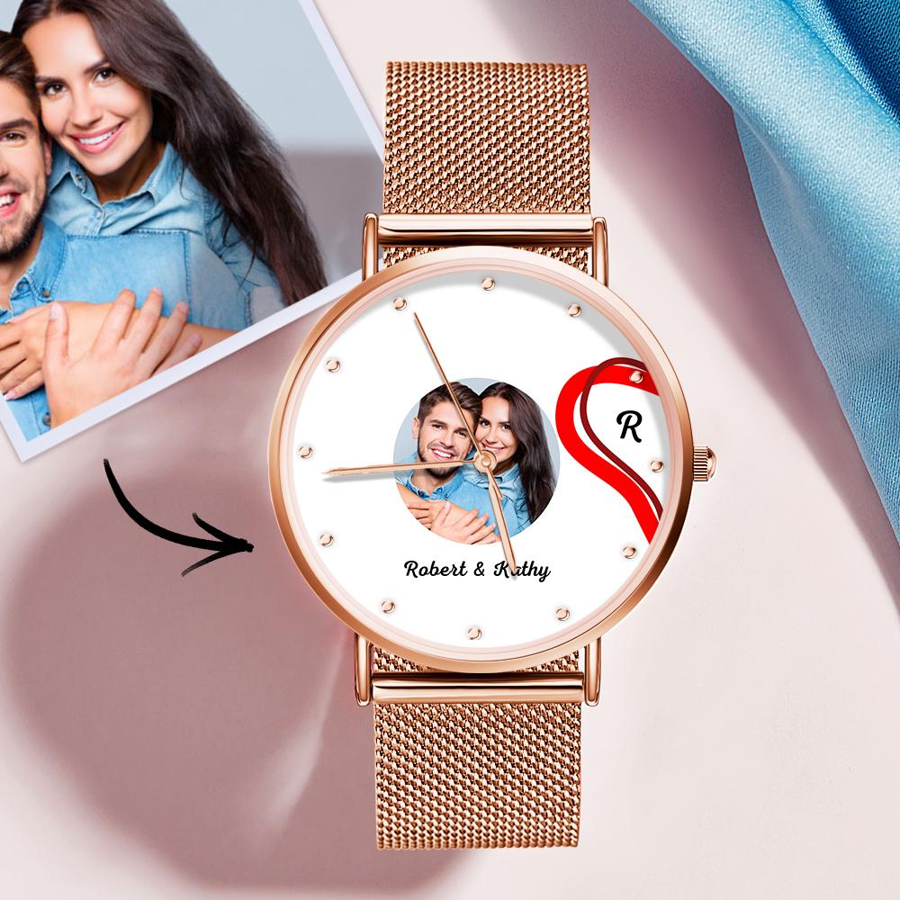 Splicing Red Heart Photo Watch Romantic Valentine's Day Gifts For Couples