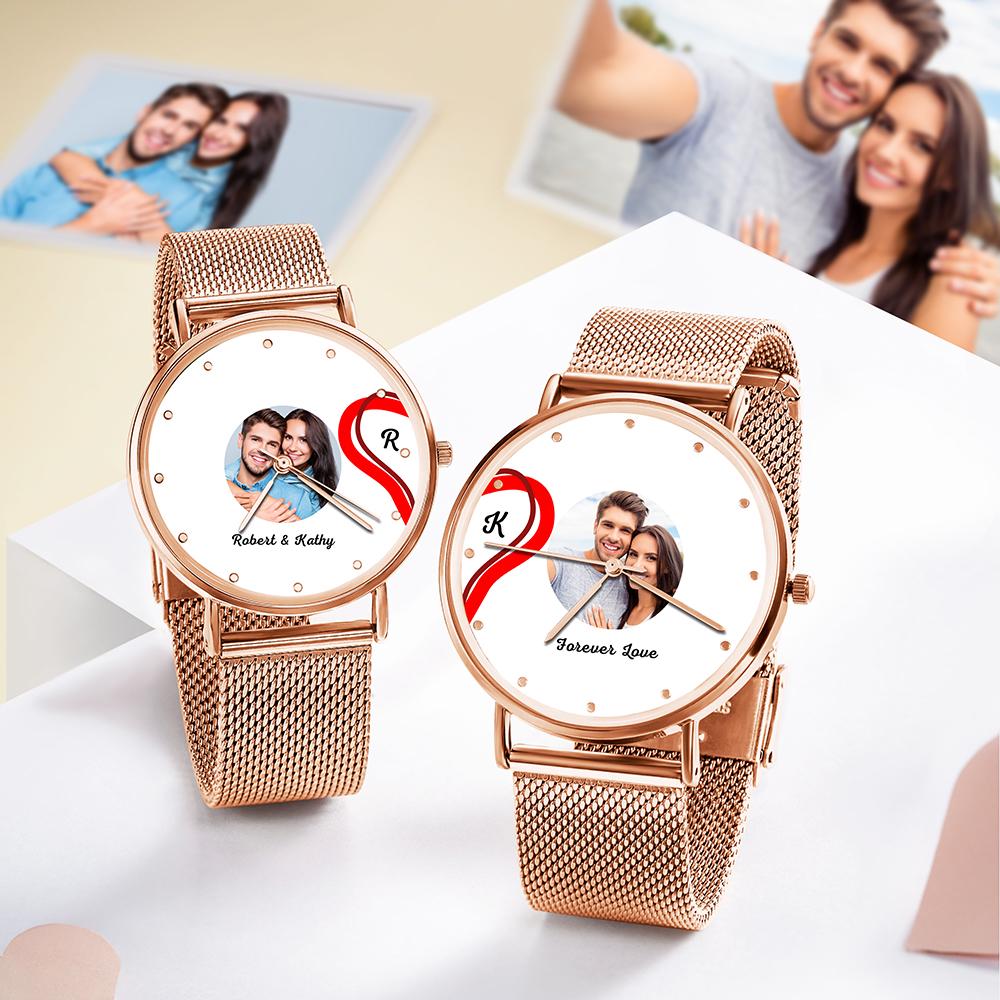 Splicing Red Heart Photo Watch Romantic Valentine's Day Gifts For Couples