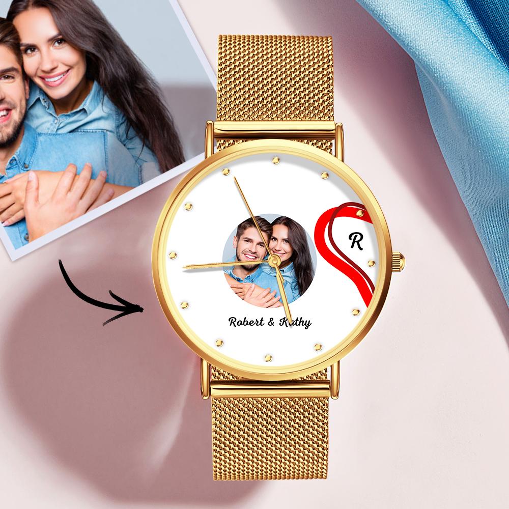 Splicing Red Heart Photo Watch Romantic Valentine's Day Gifts For Couples