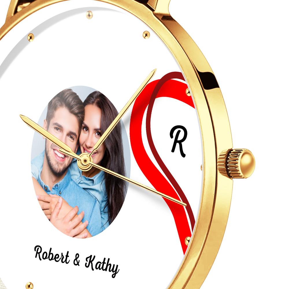 Splicing Red Heart Photo Watch Romantic Valentine's Day Gifts For Couples