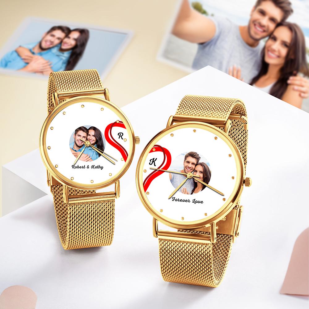 Splicing Red Heart Photo Watch Romantic Valentine's Day Gifts For Couples