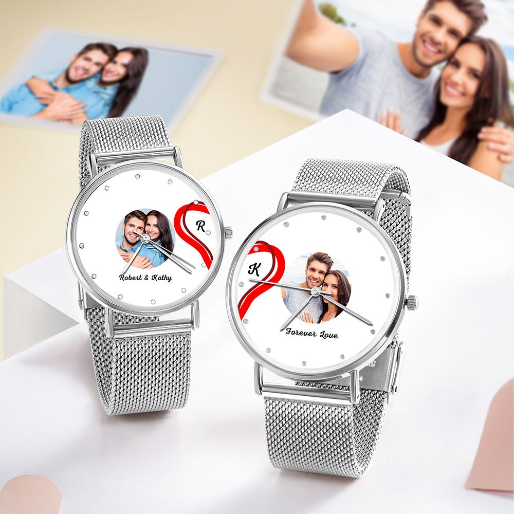 Splicing Red Heart Photo Watch Romantic Valentine's Day Gifts For Couples