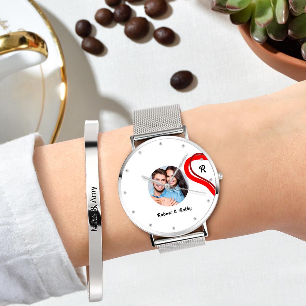 Splicing Red Heart Photo Watch Romantic Valentine's Day Gifts For Couples