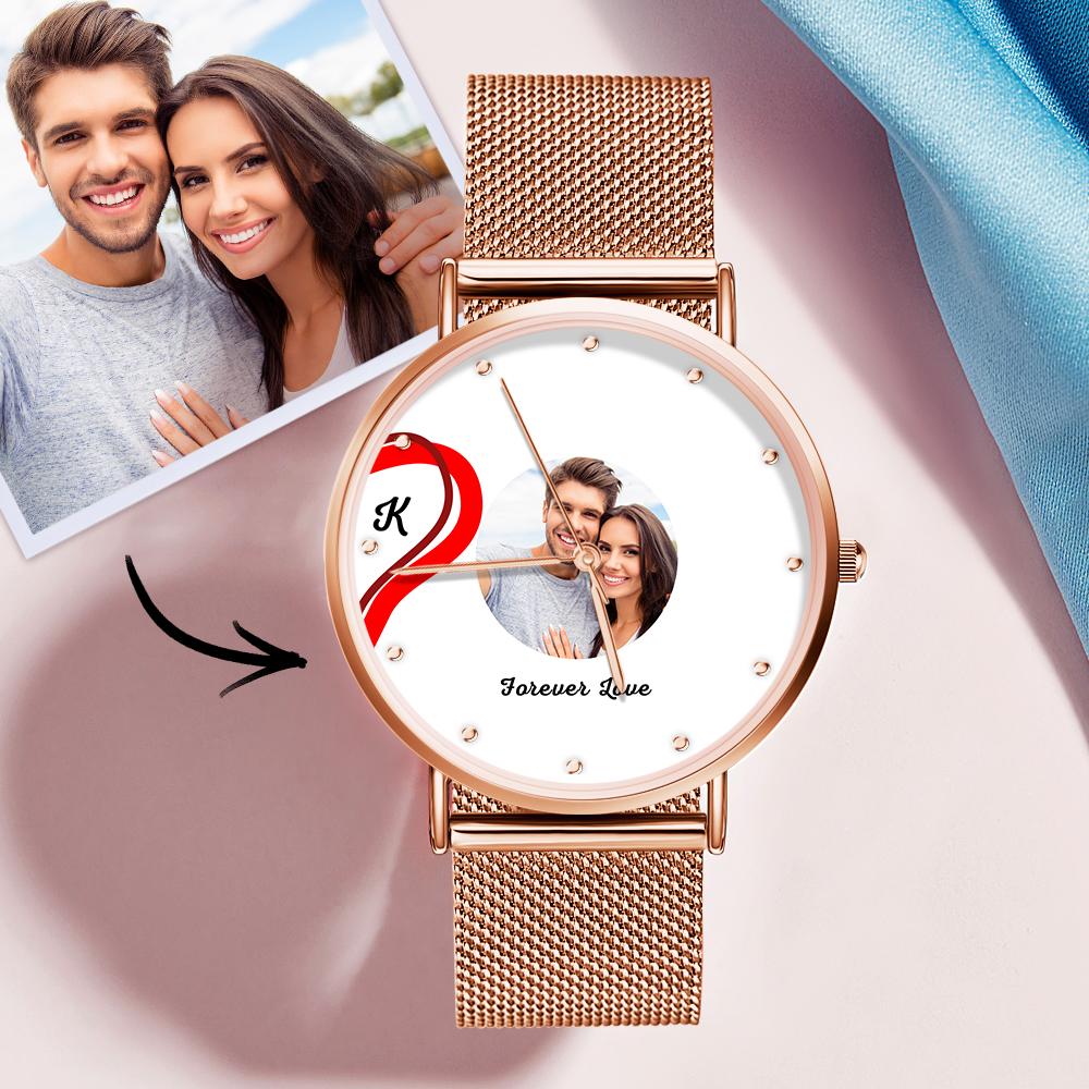Splicing Red Heart Photo Watch Romantic Valentine's Day Gifts For Couples