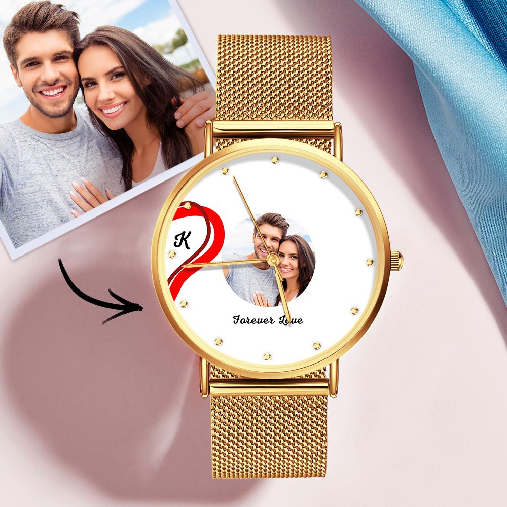 Splicing Red Heart Photo Watch Romantic Valentine's Day Gifts For Couples