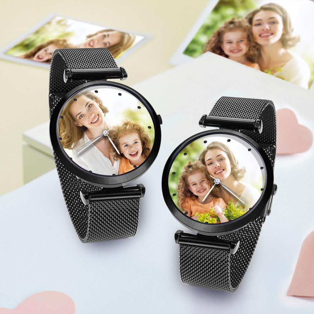 Engraved Photo Watch Alloy Bracelet Strap Rose Gold 41mm Men's