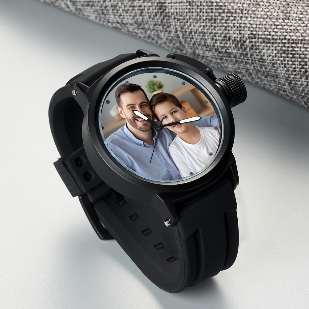 Men's Custom Family Photo Sport Plastic Strap Watch