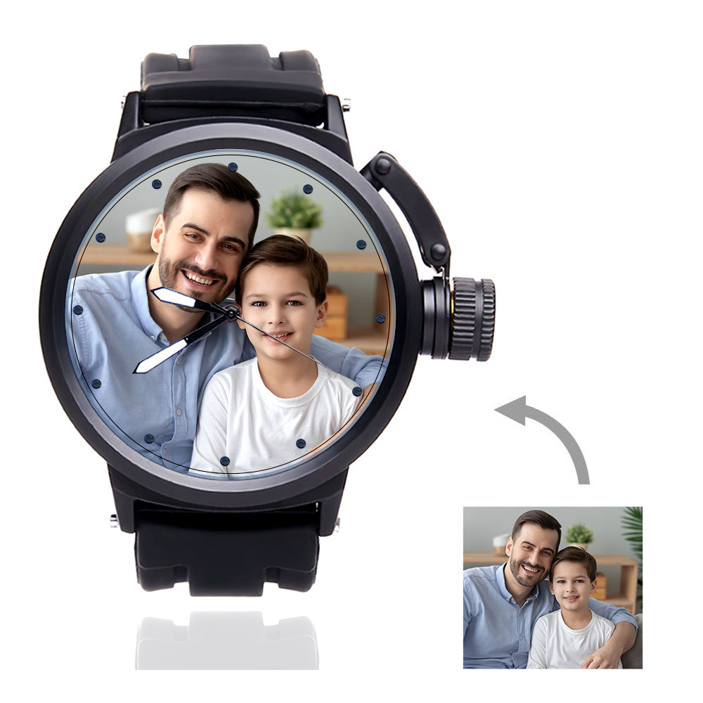 Men's Custom Family Photo Sport Plastic Strap Watch
