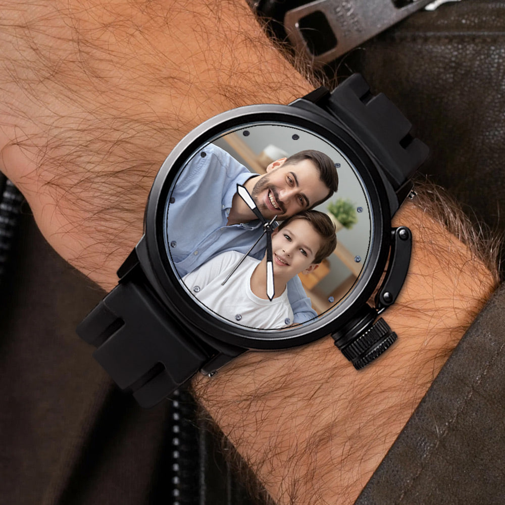 Men's Custom Family Photo Sport Plastic Strap Watch