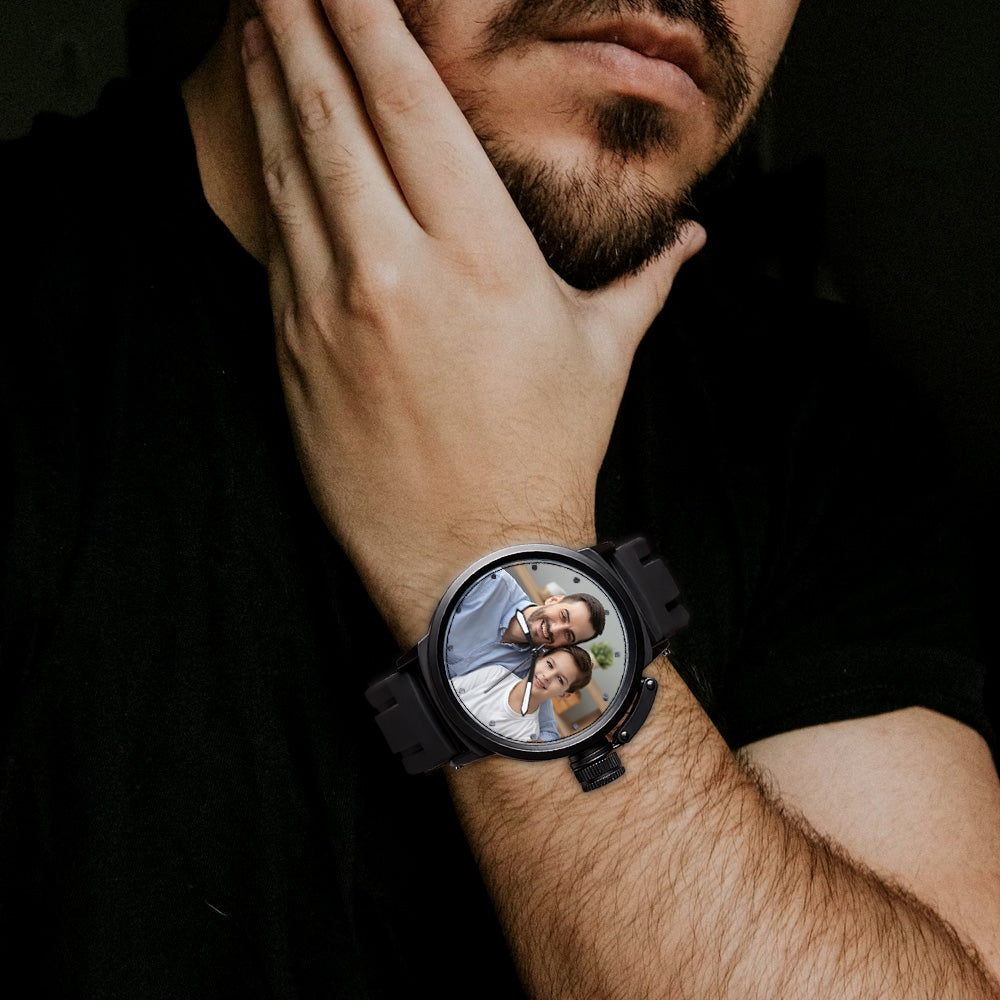 Men's Custom Family Photo Sport Plastic Strap Watch