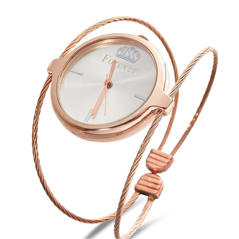 Engraved Female Watch Luxury Ladies Bracelet Watch For Her