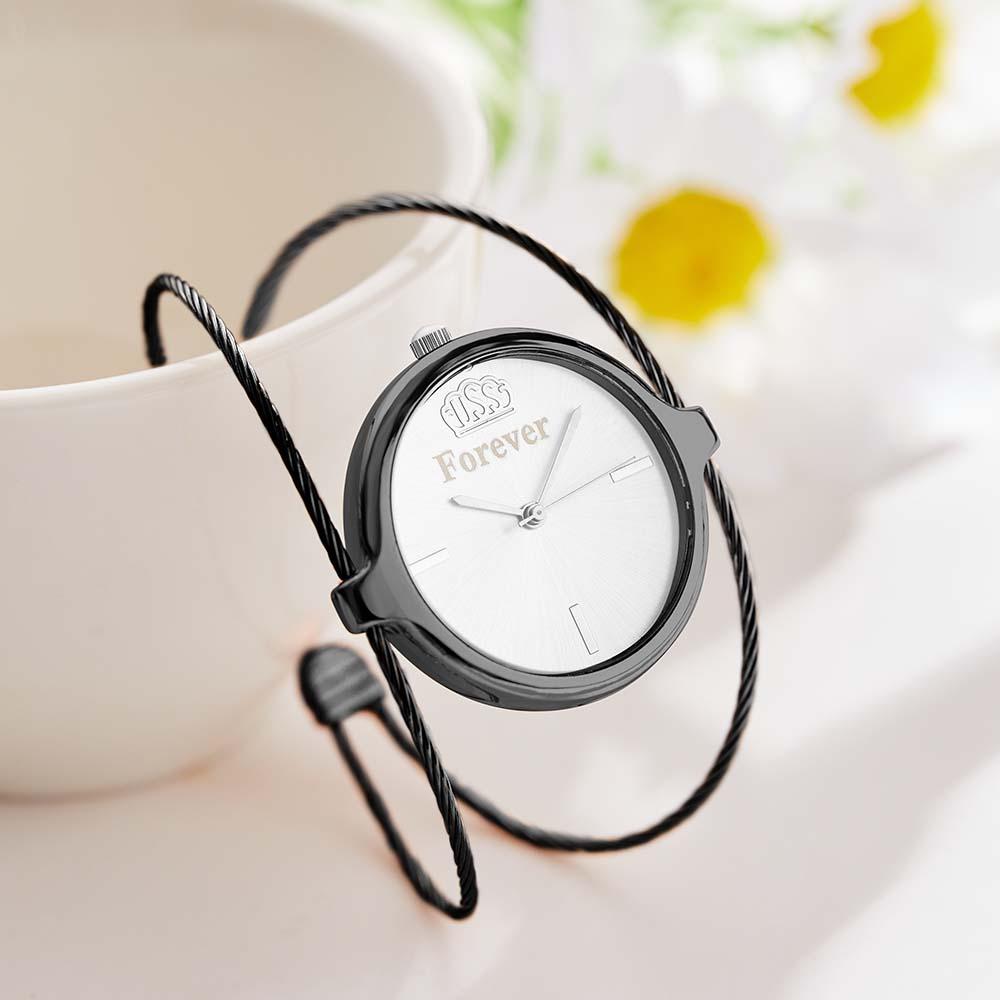 Engraved Female Watch Luxury Ladies Bracelet Watch For Her