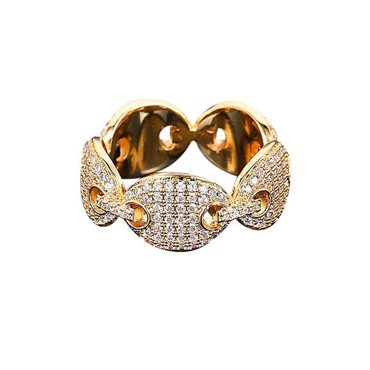 Hip Hop Ring Fashionable Zircon Coffee Bean Ring Gifts For Men