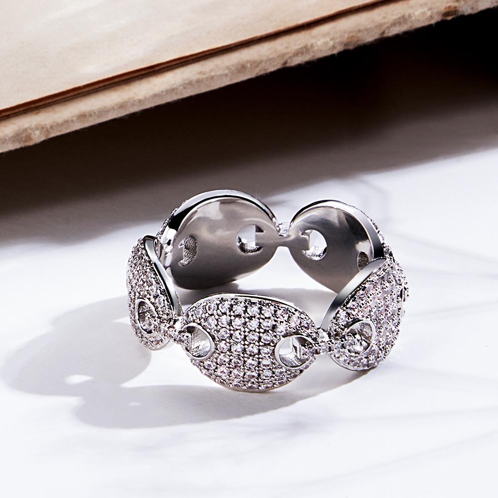 Hip Hop Ring Fashionable Zircon Coffee Bean Ring Gifts For Men