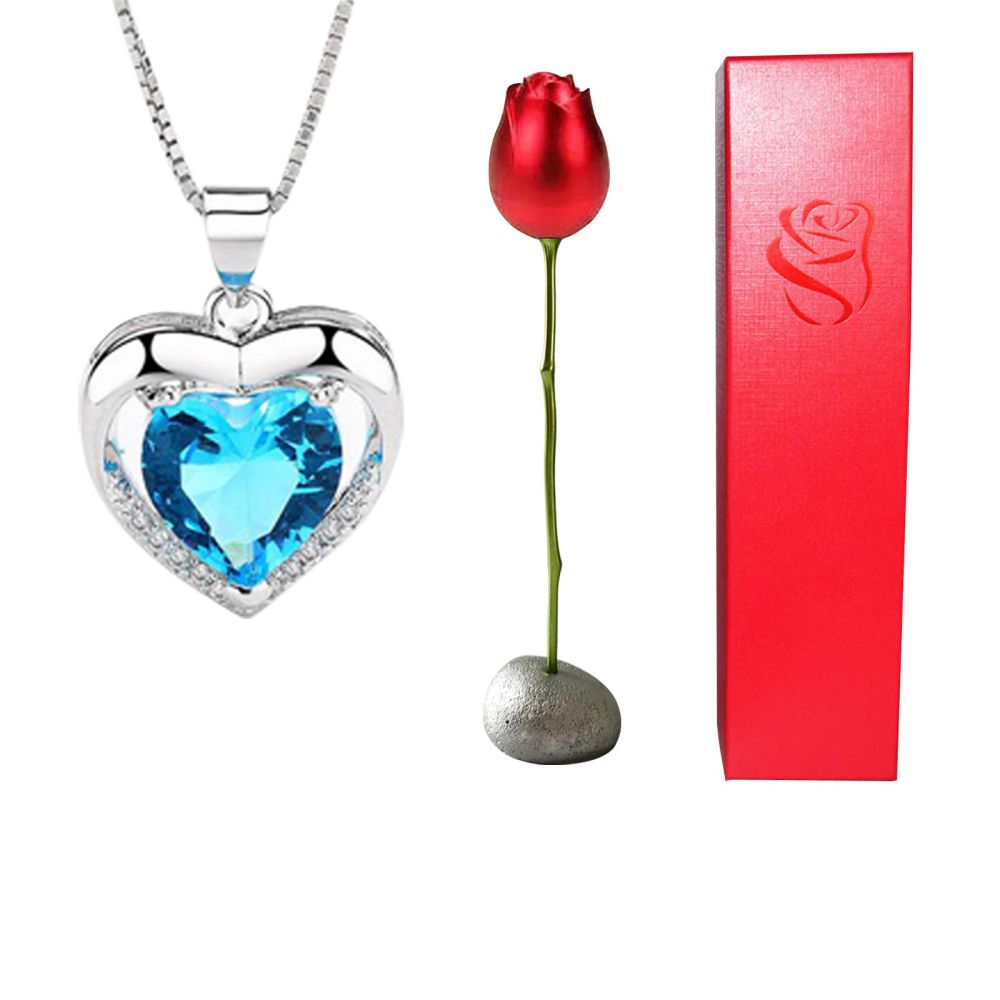 Rose Gift box With Heart Necklace Rose Shaped Necklace Gift Box Jewellery Gift Box Gifts for Her