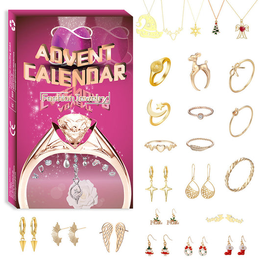 24 Number Christmas Advent Calendar Box Jewelry Ring Necklace Jewelry Christmas Box (Random Style)