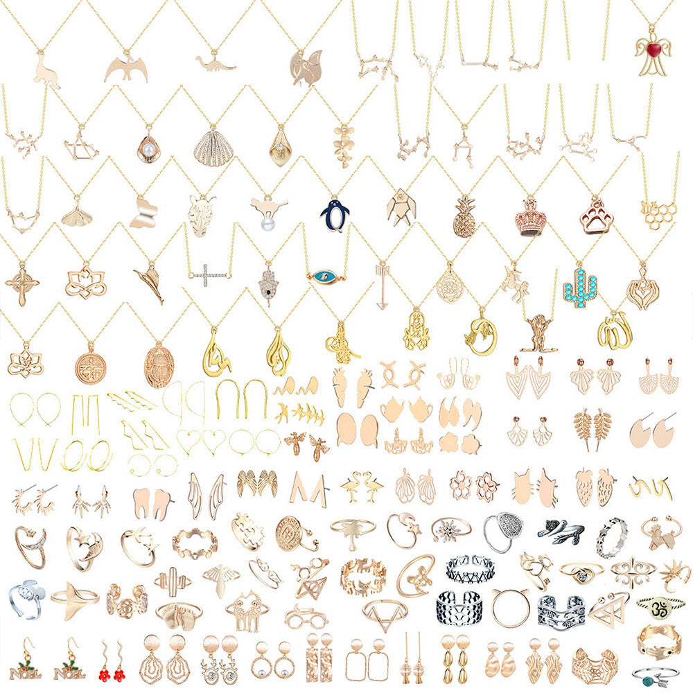 Christmas Box Advent Calendar Jewelry Set Box Ring Necklace Earrings Christmas 24-Piece Set (Random Style)