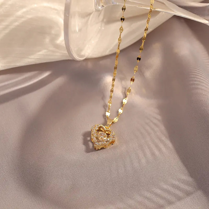 Love Heart Necklace Elegant Wing Diamond Gift