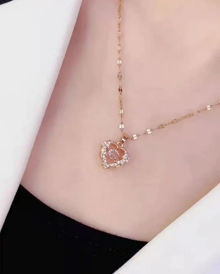 Love Heart Necklace Elegant Wing Diamond Gift