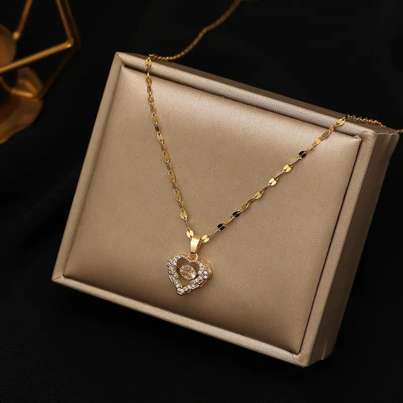 Love Heart Necklace Elegant Wing Diamond Gift