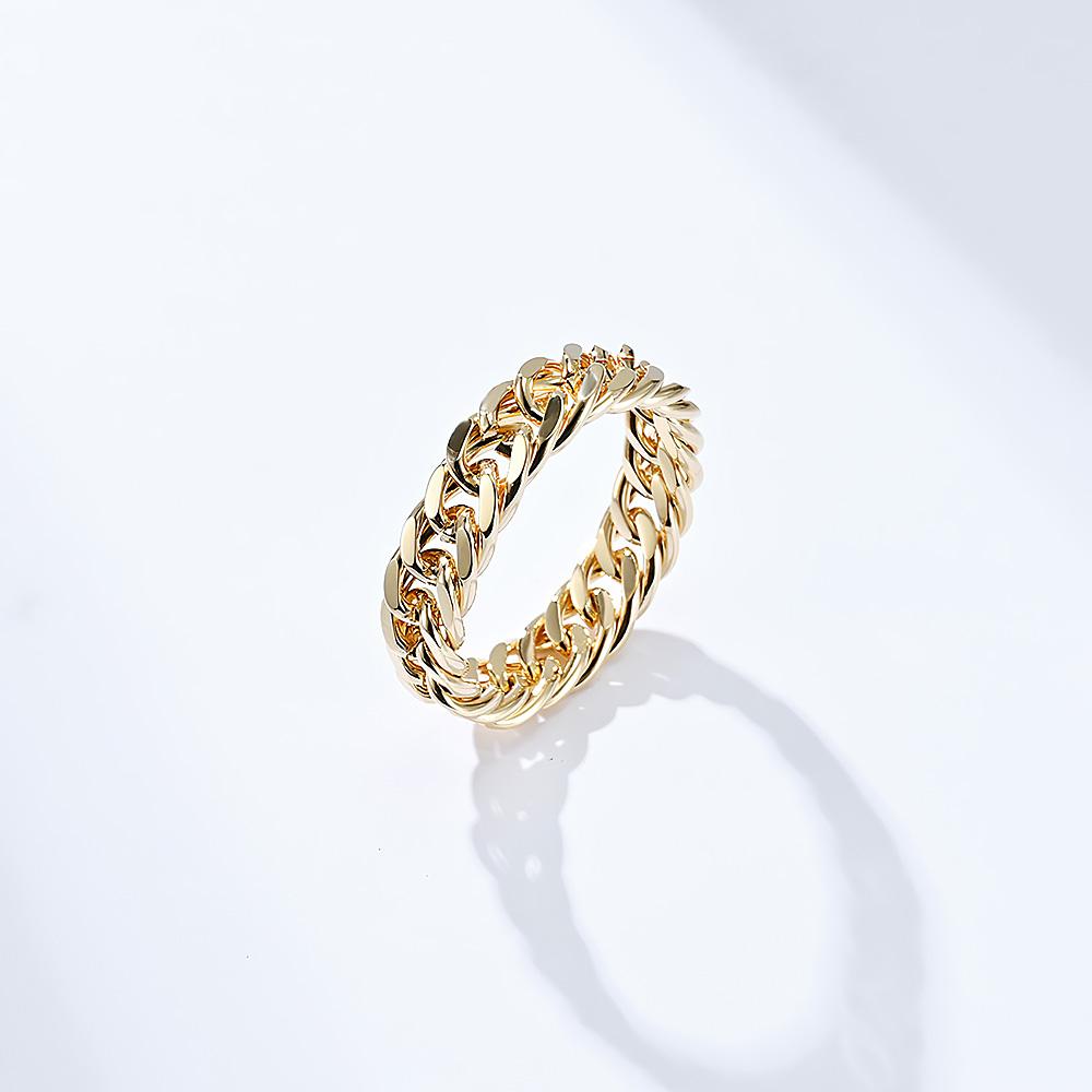 Titanium Steel Cuban Curb Link Chain Wedding Band Biker Ring Men's Ring