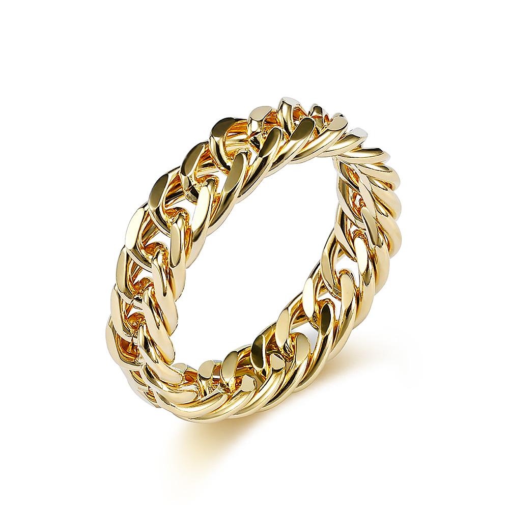 Titanium Steel Cuban Curb Link Chain Wedding Band Biker Ring Men's Ring