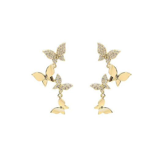 Butterfly Linear Drop Earrings Social Butterfly Long Earrings Bridesmaid Gift