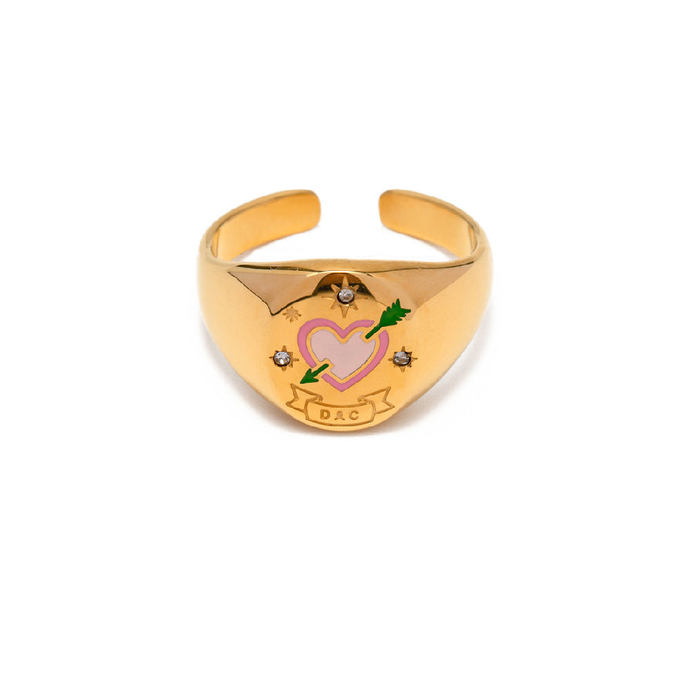 Enamel Ring Amulet Open Ring