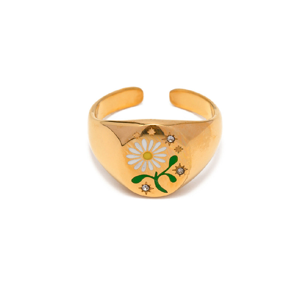 Enamel Ring Amulet Open Ring